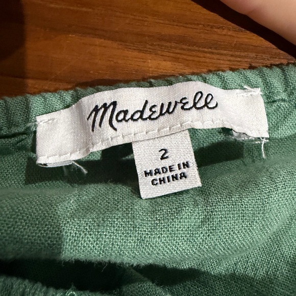 Madewell Margie Mini Dress Trellis Green Size 2 Linen Blend Sweetheart Neckline - Picture 4 of 8